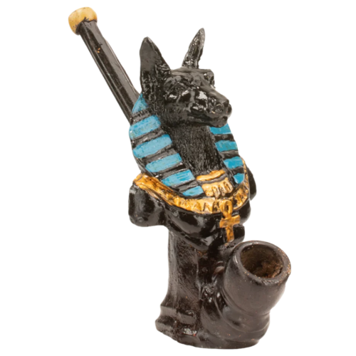 Hand Carved Resin Pipes anubis
