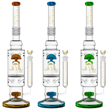 Load image into Gallery viewer, Dive into a superior smoking journey with the Tsunami Triple Honeycomb Heart Perc 17&quot; Water Pipe. Its unique features and high-quality construction make it a smoker&#39;s essential.
